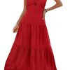 Women's Summer Strapless Maxi Dress 2025 Off Shoulder Hollow Out Smocked A Line Tube Tiered Long Dresses