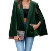 Women's Velvet Cape Blazer Jackets Casual Split Long Sleeve Open Front Coat