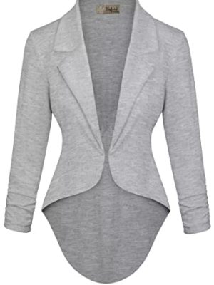 Womens Casual Work High Low Blazer Jacket - JK45590