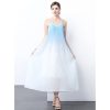 Womens French Beach Ombre Dress Strapless Long Summer Vacation Gradient Color Wave Maxi Dresses