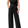 Women's 2 Piece Outfits Sleeveless Tie Waist Suit Vest and Wide Leg Pants Business Casual Blazer Sets