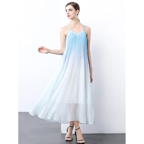 Womens French Beach Ombre Dress Strapless Long Summer Vacation Gradient Color Wave Maxi Dresses