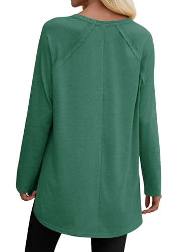 Womens Long Sleeve Tunic Tops Side Slit Crew Neck Oversized T Shirts Fall Casual Loose Fit Basic Tees Shirts