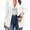 Womens Business Casual Blazer Long Sleeve Open Front Notch Stand Collar Blazer Work Office Jacket Suit