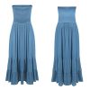 Womens Summer Cotton Strapless Elastic Smocked Boho Beach Casual Flowy Maxi Tube Dresses