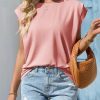 Womens Cap Sleeve Tank Tops Boat Neck Loose Fit Tshirts Summer Casual Basic Tee Shirts