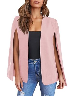 Women's Casual Cape Blazer Jackets Split Sleeve Open Front Elegant Evening Party Workwear