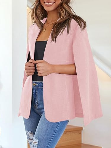 Women's Casual Cape Blazer Jackets Split Sleeve Open Front Elegant Evening Party Workwear