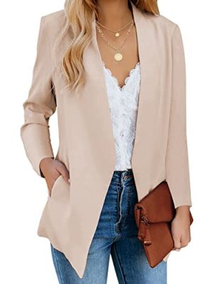 Women's Casual Long Sleeve Lapel Button Slim Work Office Blazer Jacket