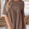 Womens Summer Babydoll Tops Oversized Short Sleeve Crewneck T Shirts Peplum Casual Loose Blouse