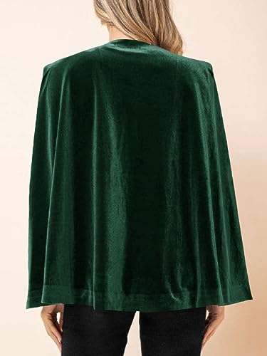 Women's Velvet Cape Blazer Jackets Casual Split Long Sleeve Open Front Coat