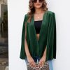 Women's Velvet Cape Blazer Jackets Casual Split Long Sleeve Open Front Coat