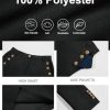 Womens 2 Piece Tweed Blazer Shorts Sets Long Sleeve Double Breasted Suit Jackets Business Outfit Black, X-Large
