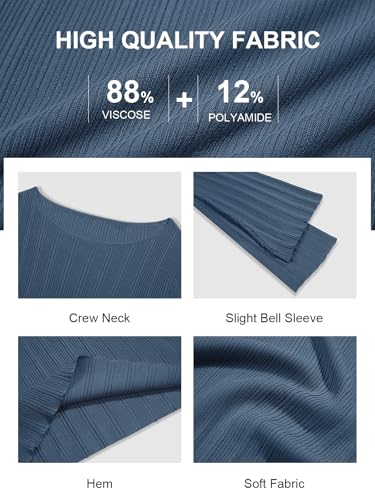 Womens Bell Long Sleeve Tops Going Out Knitted Pullover Sweater 2025 Fall Fashion Lightweight Winter Shirts