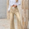 Womens Wide Leg Flare Jeans Casual Drawstring High Waist Vintage Denim Pants with Pockets
