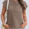 Womens Cap Sleeve Cotton Tank Tops Summer Casual Loose Fit T Shirts Crew Neck Basic Tee