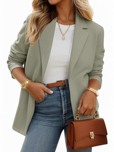 Womens Casual Knit Blazer Long Sleeve Open Front Blazers Stretchy Work Office Suit Jackets with Pockets