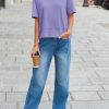 Womens Summer V Neck T Shirts Casual Short Sleeve Flowy Tops Cute Loose Fit Basic Tees