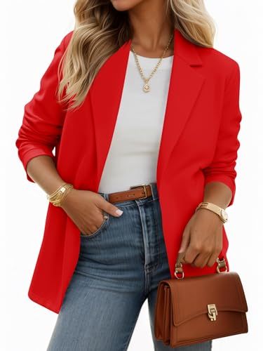 Womens Casual Knit Blazer Long Sleeve Open Front Blazers Stretchy Work Office Suit Jackets with Pockets