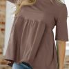 Womens Summer Babydoll Tops Oversized Short Sleeve Crewneck T Shirts Peplum Casual Loose Blouse