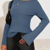 Womens Bell Long Sleeve Tops Going Out Knitted Pullover Sweater 2025 Fall Fashion Lightweight Winter Shirts