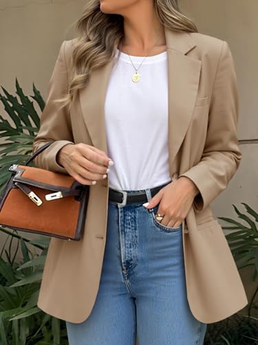 Womens Business Casual Blazers Long Sleeve Button Down Work Suit Jackets Lapel Collared Lightweight Blazer