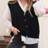Womens V Neck Sweater Vest Casual Button Down Knit Vest Outerwear Sleeveless Trendy Cardigans