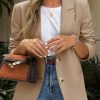 Womens Business Casual Blazers Long Sleeve Button Down Work Suit Jackets Lapel Collared Lightweight Blazer
