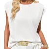 Womens Cap Sleeve Tank Tops Boat Neck Loose Fit Tshirts Summer Casual Basic Tee Shirts