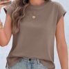 Womens Cap Sleeve Cotton Tank Tops Summer Casual Loose Fit T Shirts Crew Neck Basic Tee