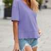 Womens Summer V Neck T Shirts Casual Short Sleeve Flowy Tops Cute Loose Fit Basic Tees