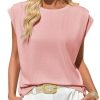 Womens Cap Sleeve Tank Tops Boat Neck Loose Fit Tshirts Summer Casual Basic Tee Shirts