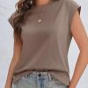 Womens Cap Sleeve Cotton Tank Tops Summer Casual Loose Fit T Shirts Crew Neck Basic Tee