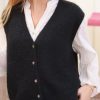 Womens V Neck Sweater Vest Casual Button Down Knit Vest Outerwear Sleeveless Trendy Cardigans