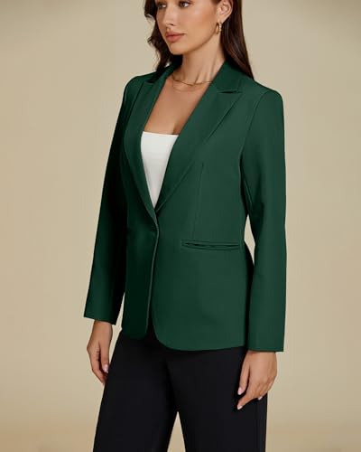 Dressy Blazers for Women Button Long Sleeve Lapel Business Casual Outfits Office Work Suit Blazer with Pockets