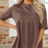 Womens Summer Babydoll Tops Oversized Short Sleeve Crewneck T Shirts Peplum Casual Loose Blouse