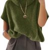 Womens Oversized Turtleneck Poncho Sweaters Short Batwing Sleeve Casual Slouchy Loose Fit Chunky Knit Pullover Tops