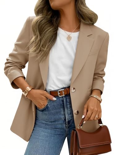 Womens Business Casual Blazers Long Sleeve Button Down Work Suit Jackets Lapel Collared Lightweight Blazer