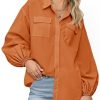 Womens Oversized Button Down Shirts Puff Long Sleeve Collared V Neck Cotton Blouses Linen Loose Fit Tops