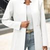 Womens Business Casual Blazer Long Sleeve Open Front Notch Stand Collar Blazer Work Office Jacket Suit