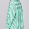 Womens Striped Button Down Shirts 2024 Fall Fashion Puff Long Sleeve Loose Fitting Work Tops