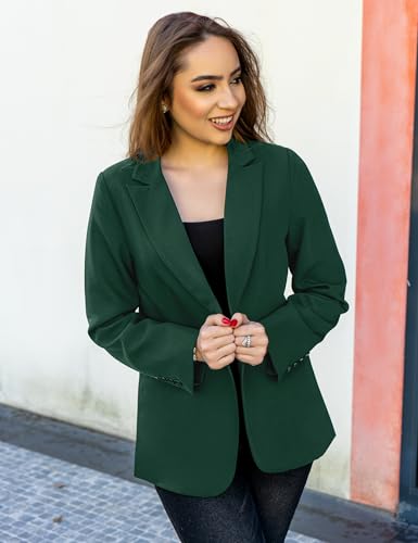 Dressy Blazers for Women Button Long Sleeve Lapel Business Casual Outfits Office Work Suit Blazer with Pockets