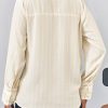 Womens Deep V Neck Blouse Casual Striped Long Sleeve Loose Fit Work Shirt Tops
