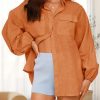 Womens Oversized Button Down Shirts Puff Long Sleeve Collared V Neck Cotton Blouses Linen Loose Fit Tops