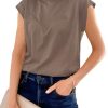 Womens Cap Sleeve Cotton Tank Tops Summer Casual Loose Fit T Shirts Crew Neck Basic Tee