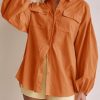 Womens Oversized Button Down Shirts Puff Long Sleeve Collared V Neck Cotton Blouses Linen Loose Fit Tops
