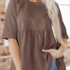 Womens Summer Babydoll Tops Oversized Short Sleeve Crewneck T Shirts Peplum Casual Loose Blouse