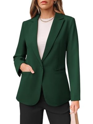 Dressy Blazers for Women Button Long Sleeve Lapel Business Casual Outfits Office Work Suit Blazer with Pockets