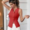 Womens Button Down Tank Tops Summer Sleeveless Vest Tops Trendy Ribbed Fitted Going Out Shirts