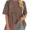 Womens Summer Babydoll Tops Oversized Short Sleeve Crewneck T Shirts Peplum Casual Loose Blouse